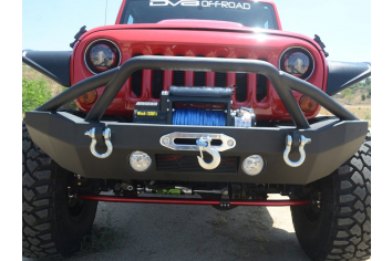 DV8 Wrangler JL & Gladiator JT FBSHTB-14 Mid-Width Hammer Forged Front Bumper w/ Bull Bar & 12" LED Light Provision & Fogs