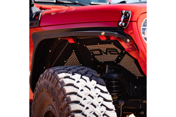 DV8 Offroad Front Inner Fenders; Black Powdercoated Aluminum; Wrangler JL & Gladiator JT