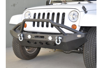 DV8 Wrangler JL & Gladiator JT FBSHTB-08 Steel Mid Width Front Bumper W/ 2 LED Lights & Bull Bar