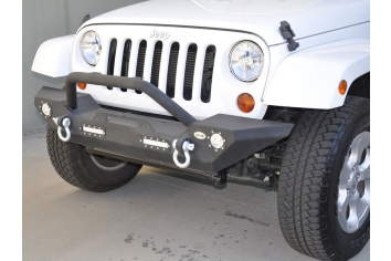 DV8 Wrangler JL & Gladiator JT FBSHTB-07 Steel Mid Width Front Bumper W/ LED Lights & Bull Bar