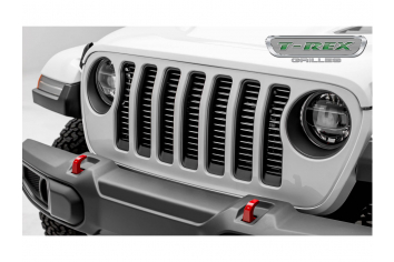 Jeep Wrangler JL T-REX Billet Series Grille Silver Powder Coat Finish-3/8" Thick Round Billet Stock