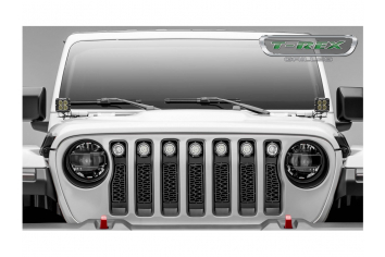 Jeep Wrangler JL T-REX ZROADZ Series Grille-Black Powdercoat w/Laser Cut Pattern and (7) 2" LED Lights