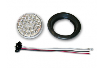 Poison Spyder 41-04-051 4" 24-LED Taillight Push-In with Pigtail & Grommet - Clear/Red