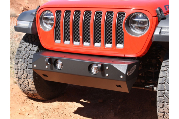 Rock Hard 4x4 Patriot Series Grille-Width Steel Front Bumper W/ Top Rail Mounted Winch Plate Jeep Wrangler JL