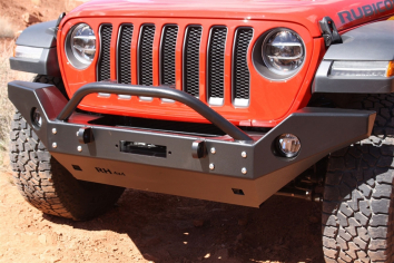 Rock Hard 4x4 Patriot Series Full Width Steel Front Bumper w/ Lowered Winch Plate Jeep Wrangler JL 90211