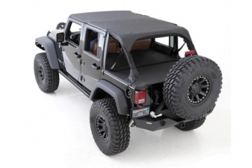 Smittybilt 761335 Tonneau Cover For OEM Soft Top W/Channel Mount 07-Pres Wrangler JK 4DR Black Diamond