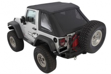 Smittybilt 9073235 Bowless Soft Top Combo 07-16 Wrangler JK 2 DR OEM Replacement W/Tinted Windows Black Diamond