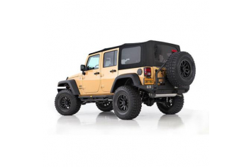 Smittybilt 9084235 Soft Top Premium Canvas 07-09 Wrangler JK 4 DR OEM Replacement W/Tinted Windows Black Diamond