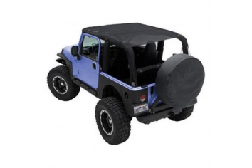 Smittybilt 94100 Mesh Extended Soft Top 07-09 Wrangler JK 2 DR Black Smittlybilt