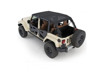 Smittybilt 94500 Mesh Extended Soft Top 07-09 Wrangler JK 4 DR Black Smittlybilt